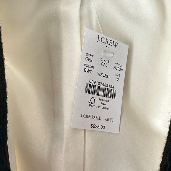 NWT, J. Crew White and Black Blazer with Gold Buttons, plus size, size 16 office - Picture 6 of 12